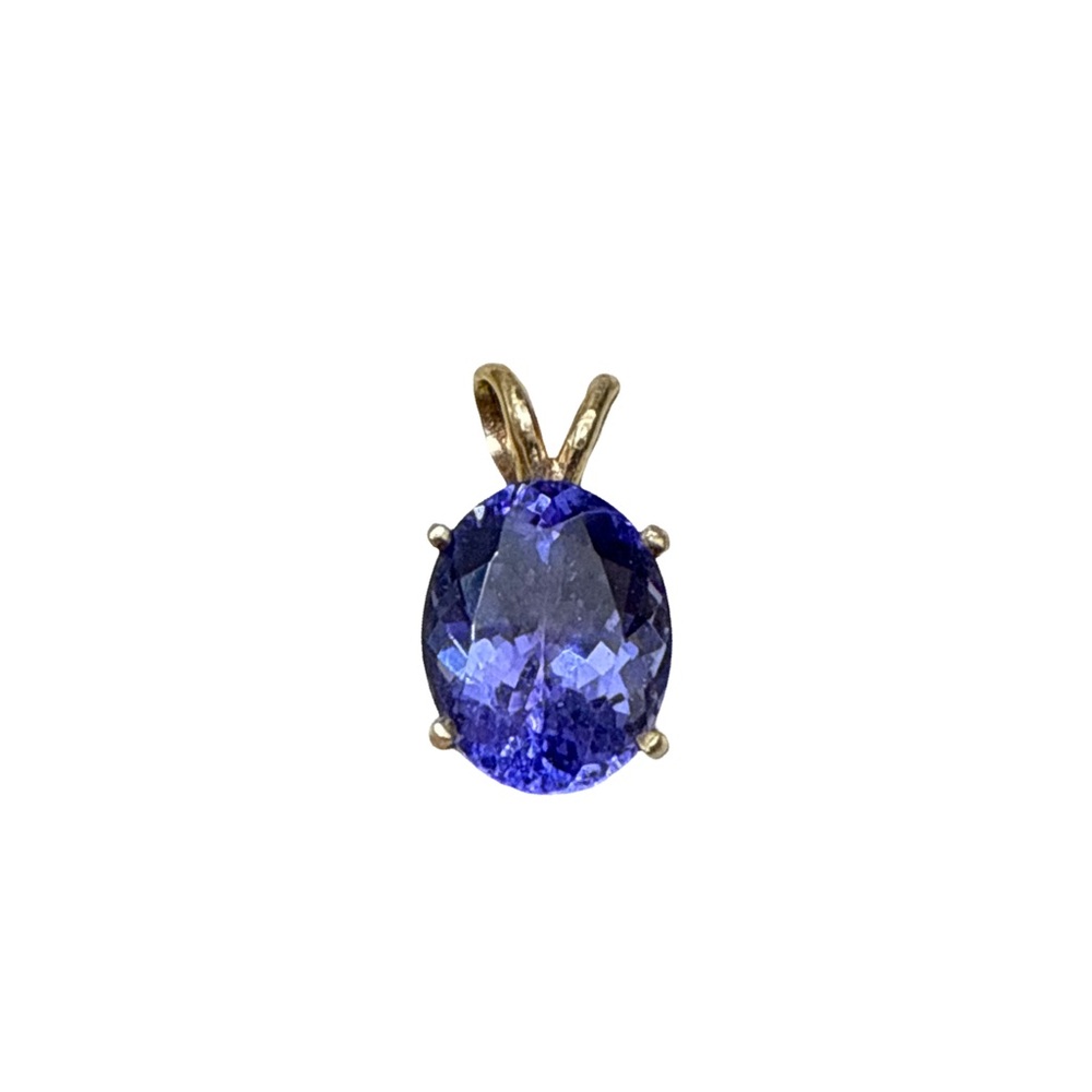 3ct High Quality Genuine Tanzanite Pendant Charm set in 14k Solid Yellow Gold!